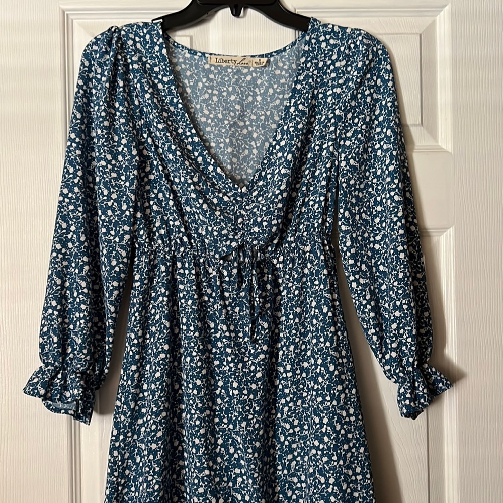 Blue Fit, Flare & Floral Dress